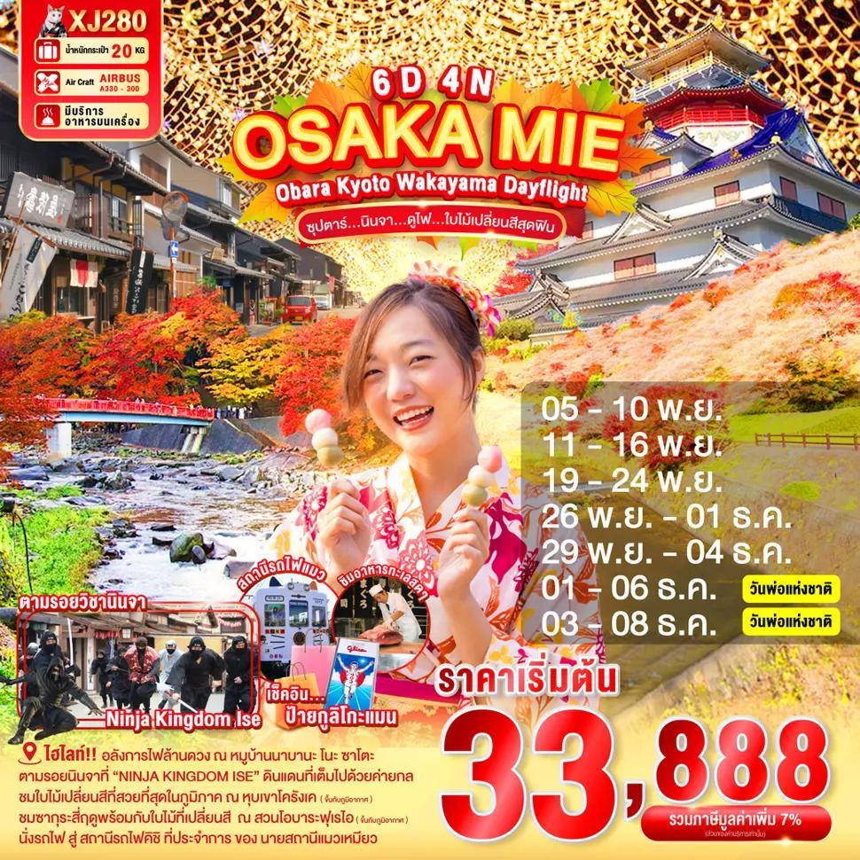 OSAKA MIE OBARA KYOTO WAKAYAMA DAYFLIGHT 6D 4N (XJ) -- NOV-DEC'25 --- ซุปตาร์...นินจา...ดูไฟ...ใบไม้เปลี่ยนสี