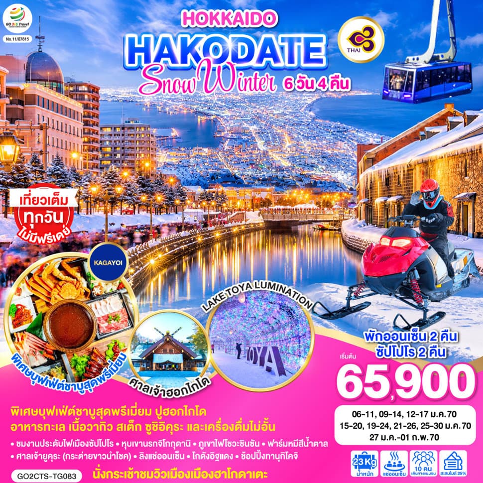 HOKKAIDO HAKODATE SNOW WINTER 6D 4N โดยสายการบินไทย [TG] - ทัวร์ 6 วัน 4 คืน
