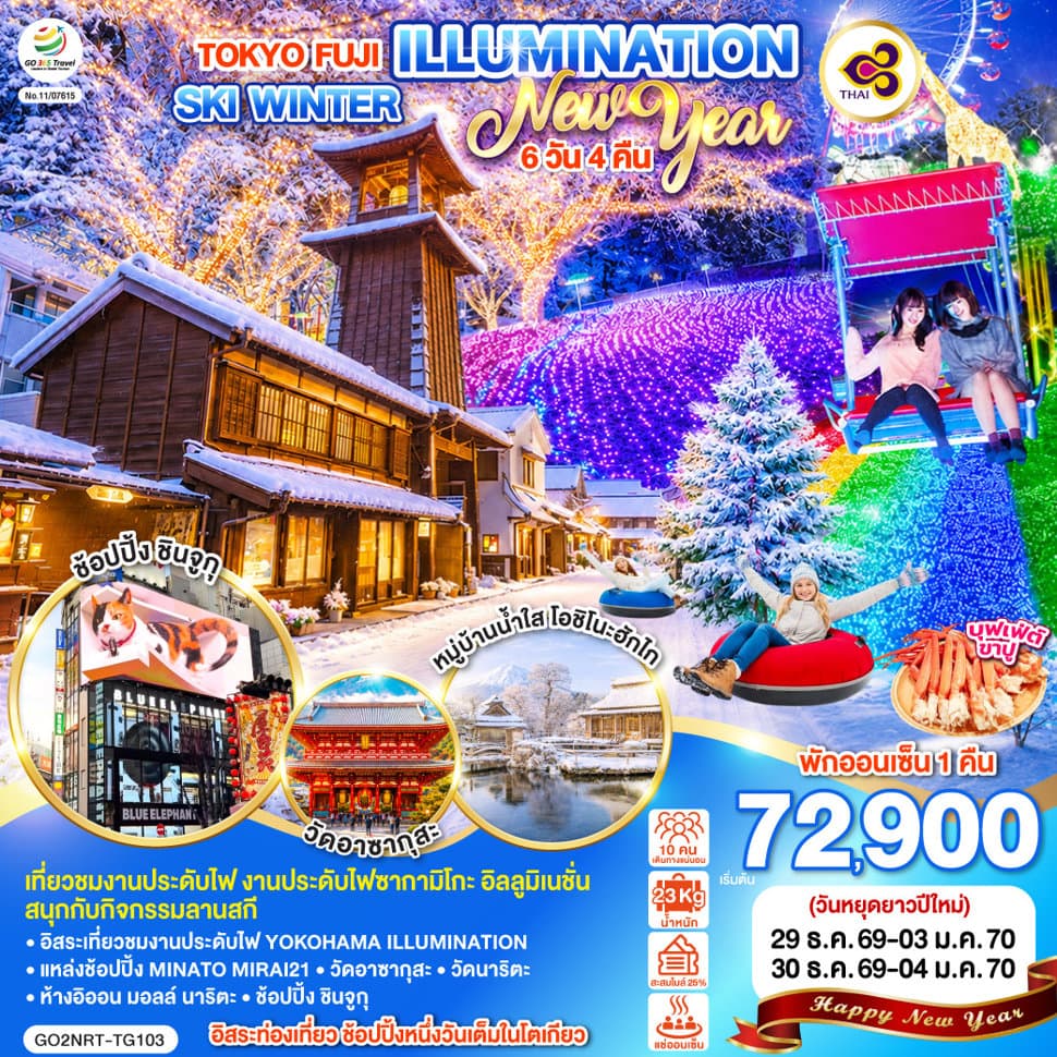 TOKYO FUJI ILLUMINATION SKI WINTER  NEW YEAR 6D 4N โดยสายการบินไทย [TG] - ทัวร์ 6 วัน 4 คืน
