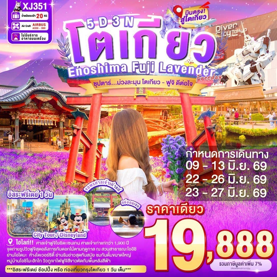 TOKYO ENOSHIMA FUJI LAVENDER FREEDAY 5D 3N BY XJ --- JUN'26 -- ซุปตาร์...ม่วงละมุน โตเกียว - ฟูจิ ดีต่อใจ