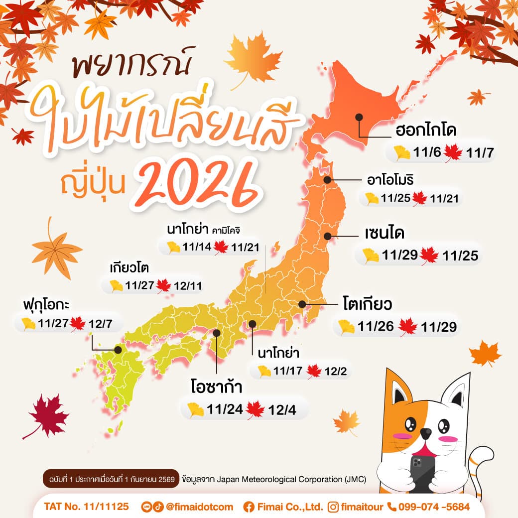 พยากรณ์ใบไม้เปลี่ยนสีญี่ปุ่น 2026
